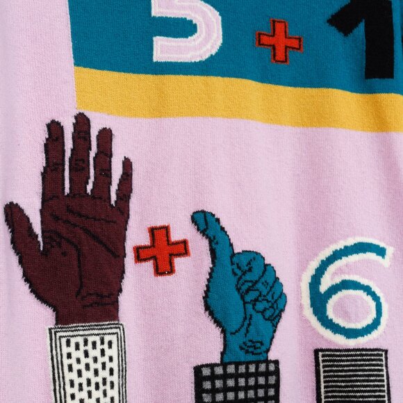 Valentino AW/17 Runway Cherry Blossom Multicolor Counting Colourblock Sweater - Picture 8 of 11